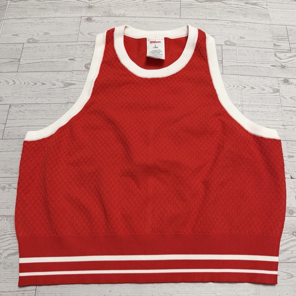 Wilson Greenwich Red &‎ White Sweater Tank Size Large Tennis Preppy Athleisure